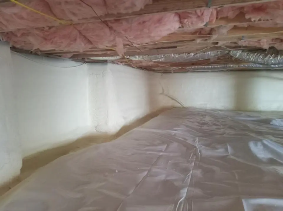 Crawl space encapsulation with closed-cell spray foam for Roof Waterproofing in Southwick